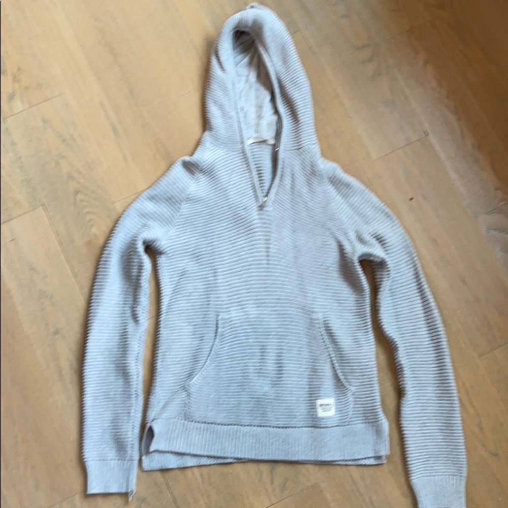 H&M grey ribbed hooded half zip sweater size 14Y+